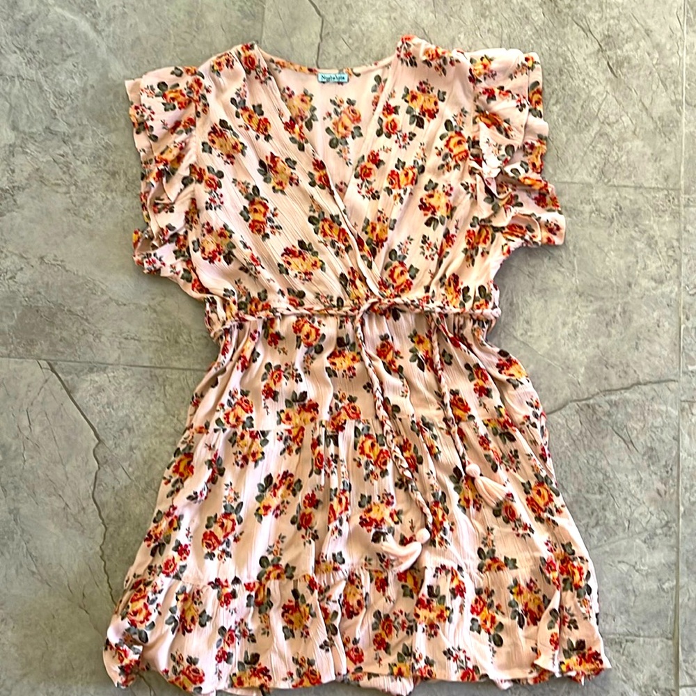 Nostalgia Brand Elastic Waist Flutter Sleeve Dress - image 1